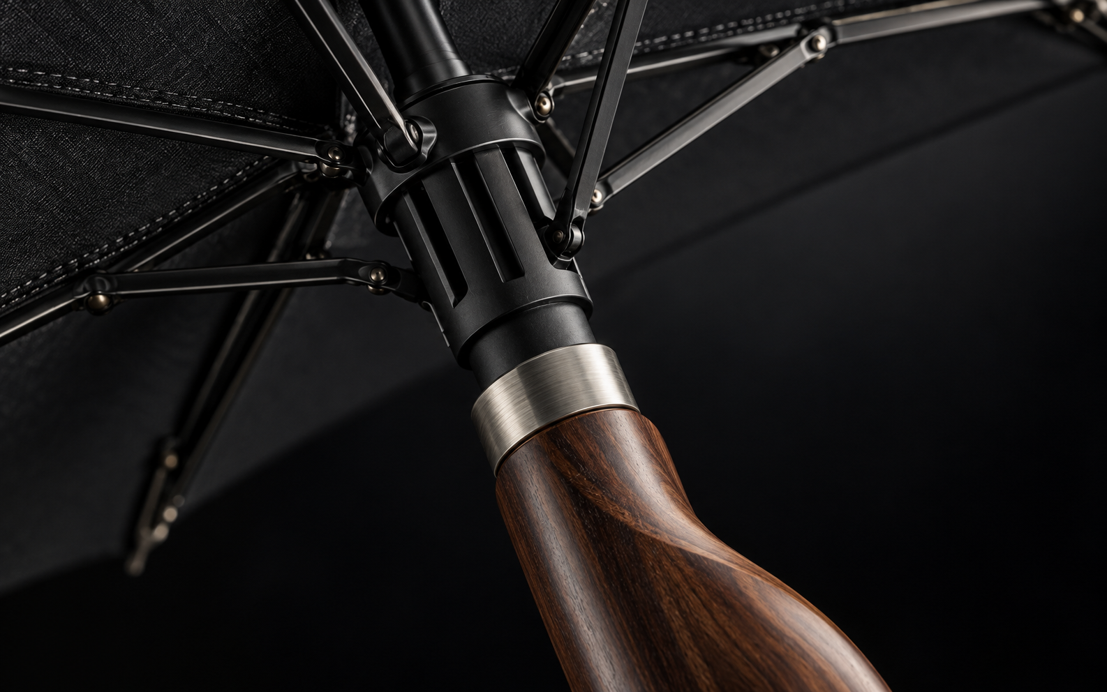Macro detail of Rain Sight umbrella frame and handle